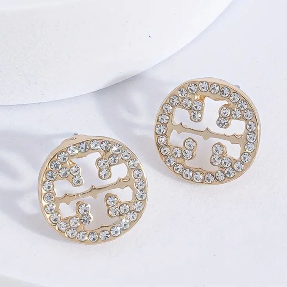 Luxury Rhinestone Round Gold Earrings